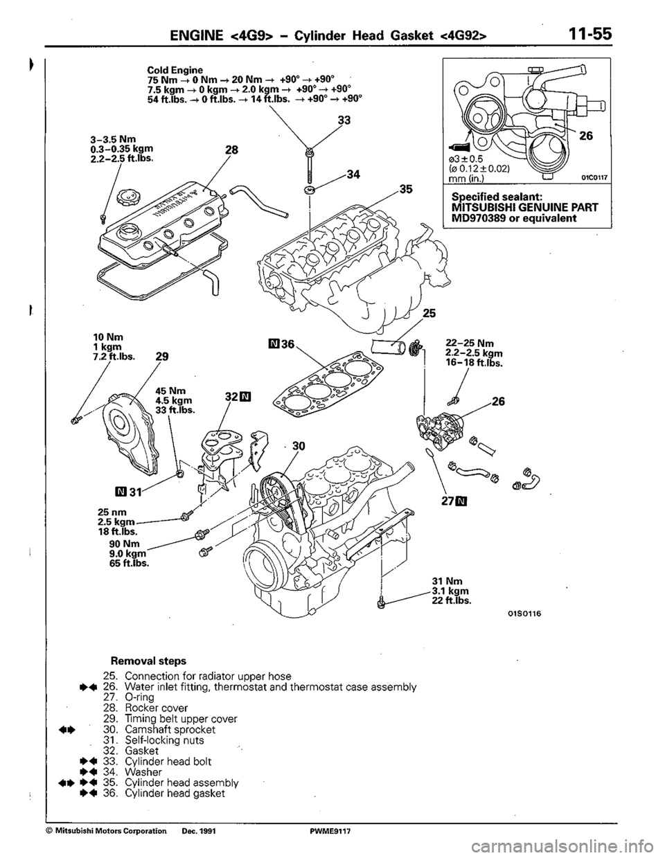 MITSUBISHI COLT 1992  Workshop Manual 