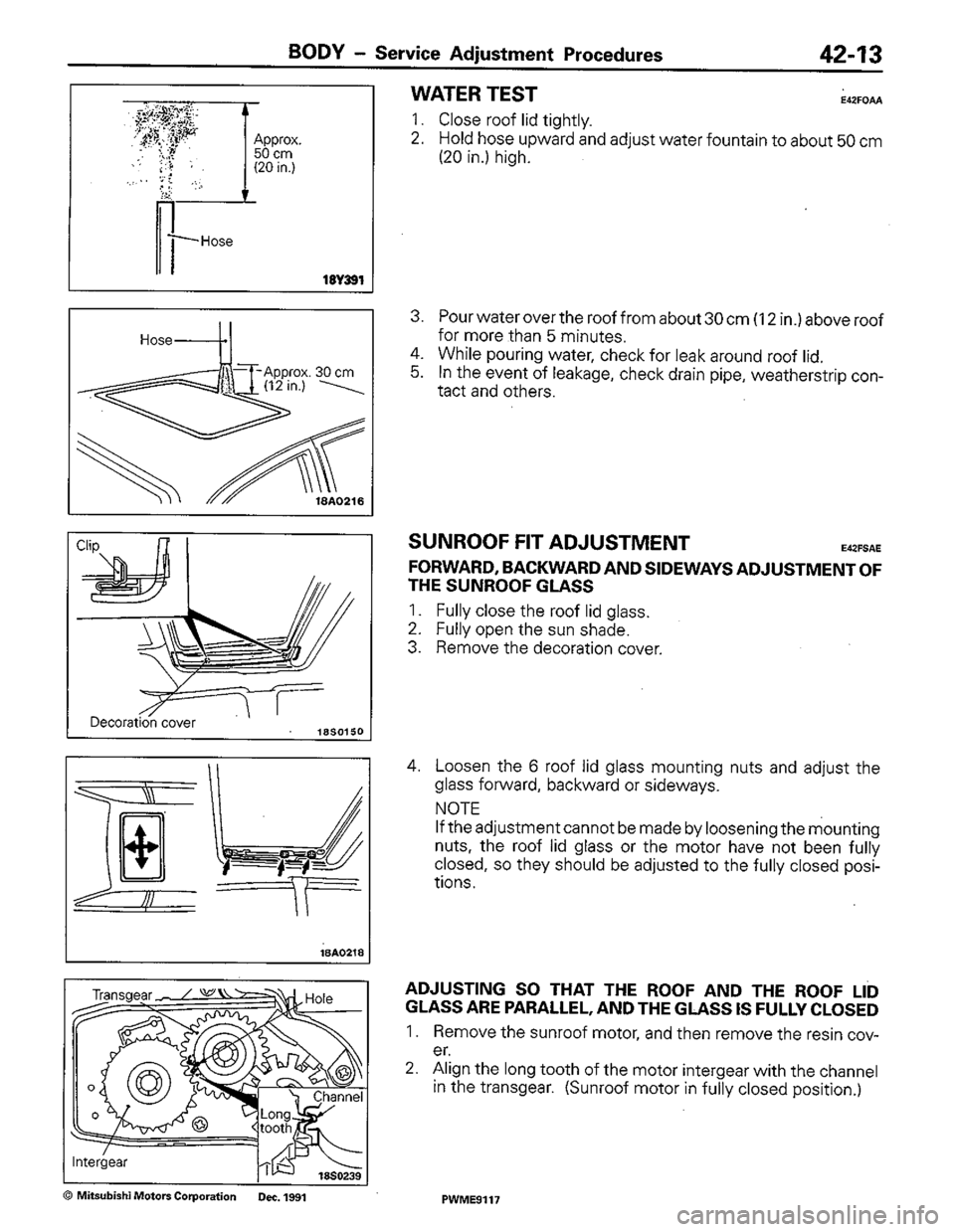 MITSUBISHI COLT 1992  Workshop Manual 
