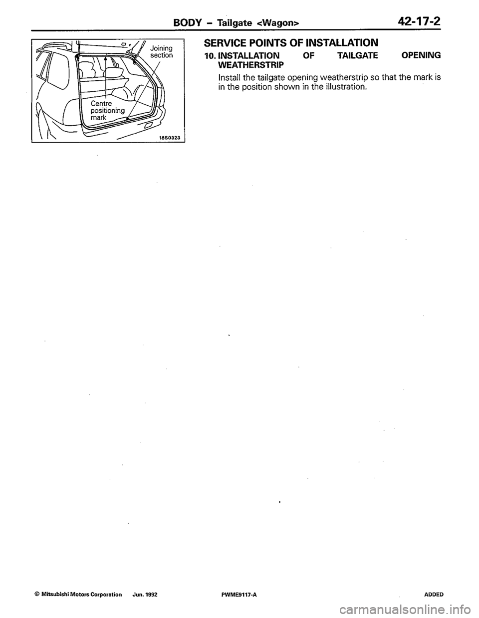 MITSUBISHI COLT 1992  Workshop Manual 