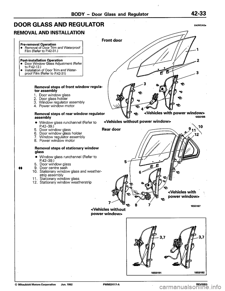 MITSUBISHI COLT 1992  Workshop Manual 