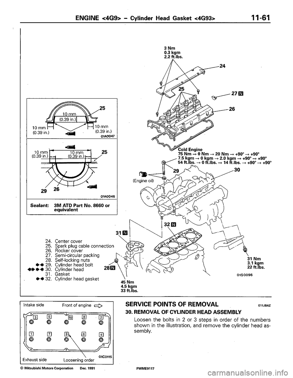 MITSUBISHI COLT 1992  Workshop Manual 