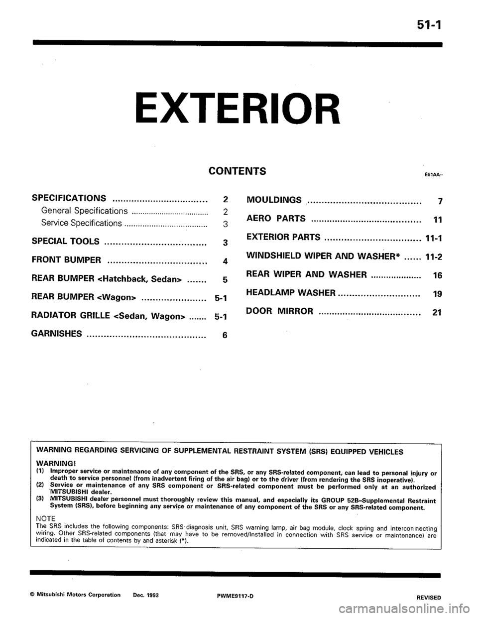 MITSUBISHI COLT 1992  Workshop Manual 