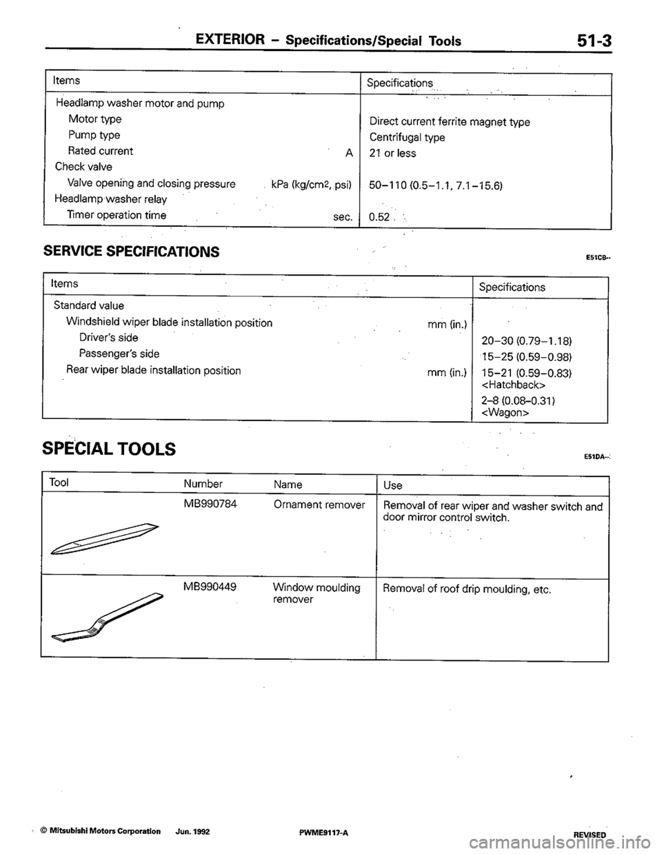 MITSUBISHI COLT 1992  Workshop Manual 
