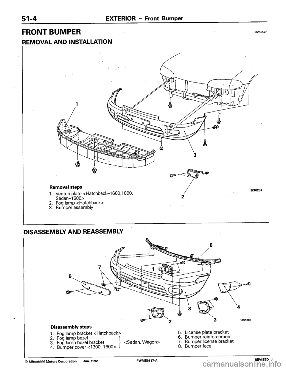 MITSUBISHI COLT 1992  Workshop Manual 