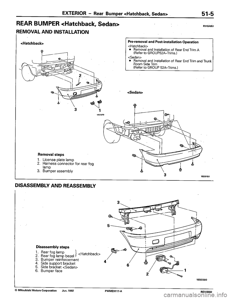 MITSUBISHI COLT 1992  Workshop Manual 