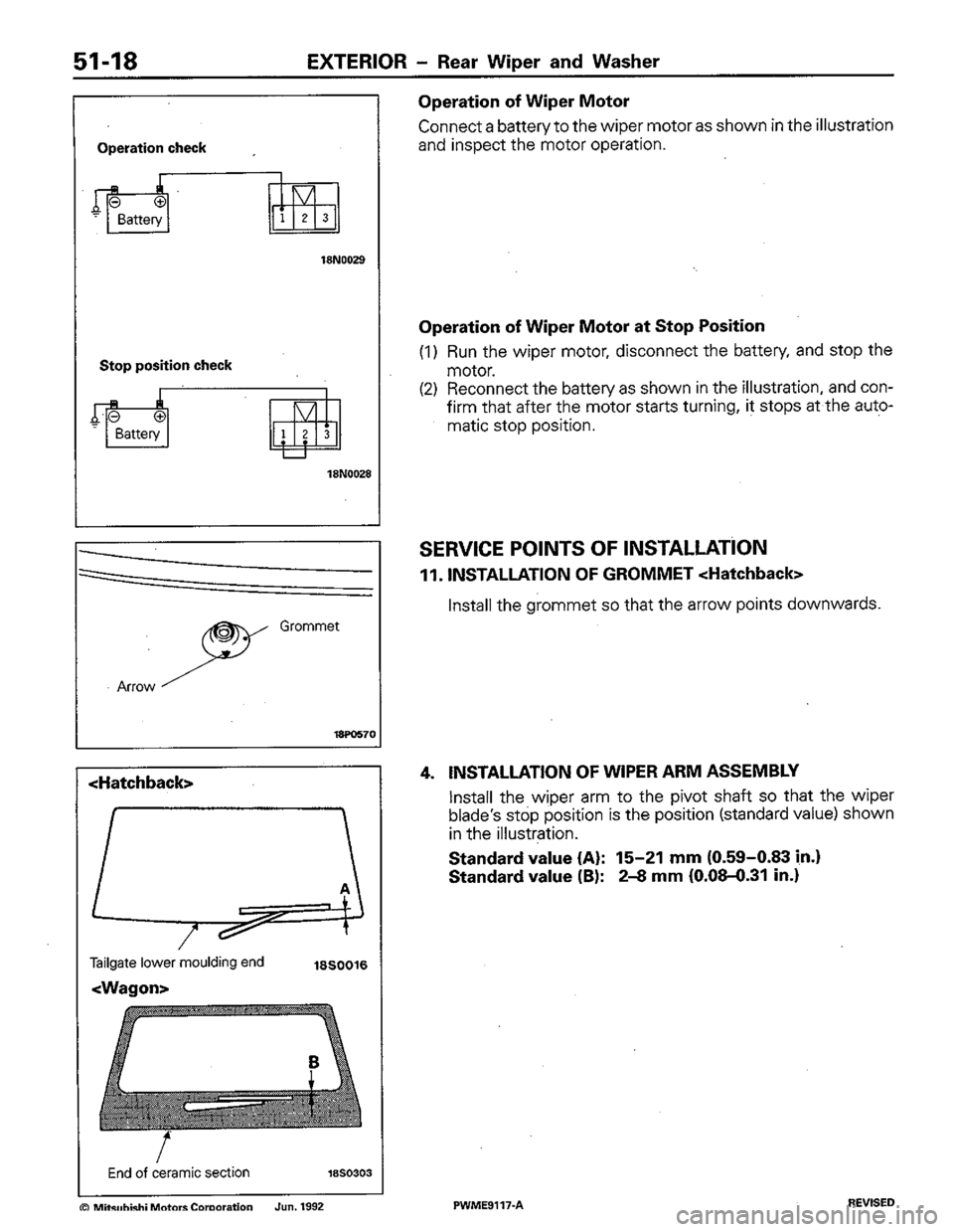 MITSUBISHI COLT 1992  Workshop Manual 