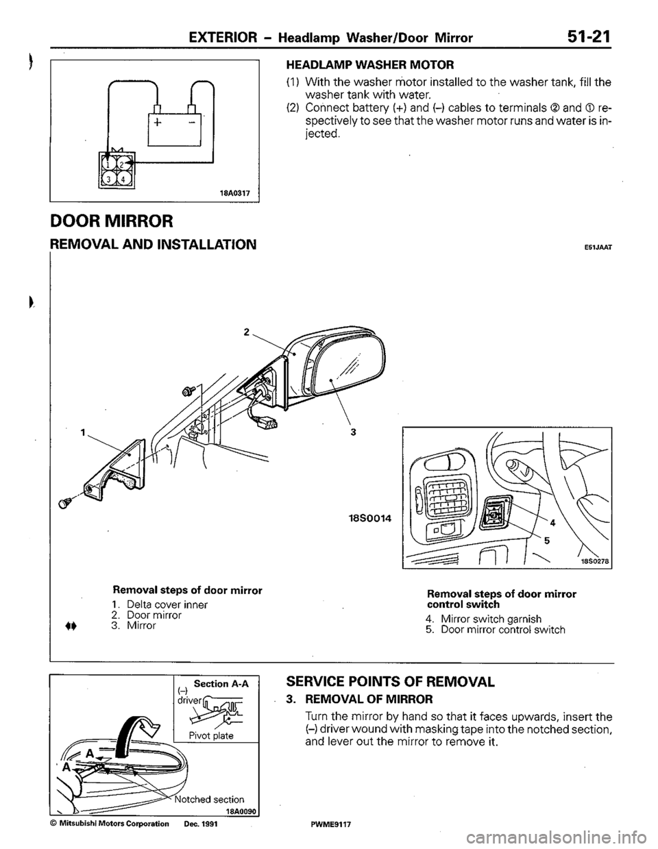 MITSUBISHI COLT 1992  Workshop Manual 