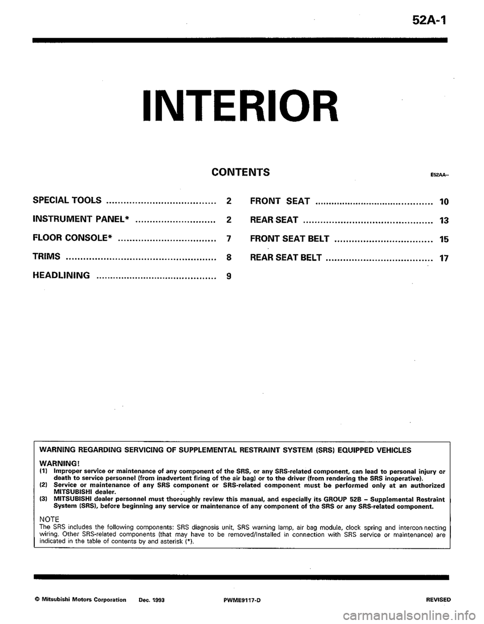 MITSUBISHI COLT 1992  Workshop Manual 