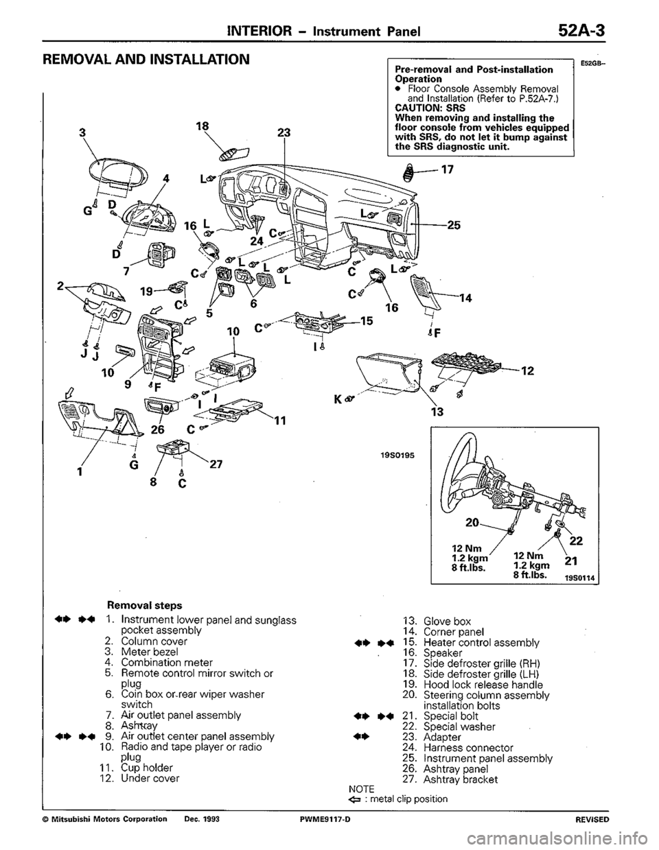 MITSUBISHI COLT 1992  Workshop Manual 