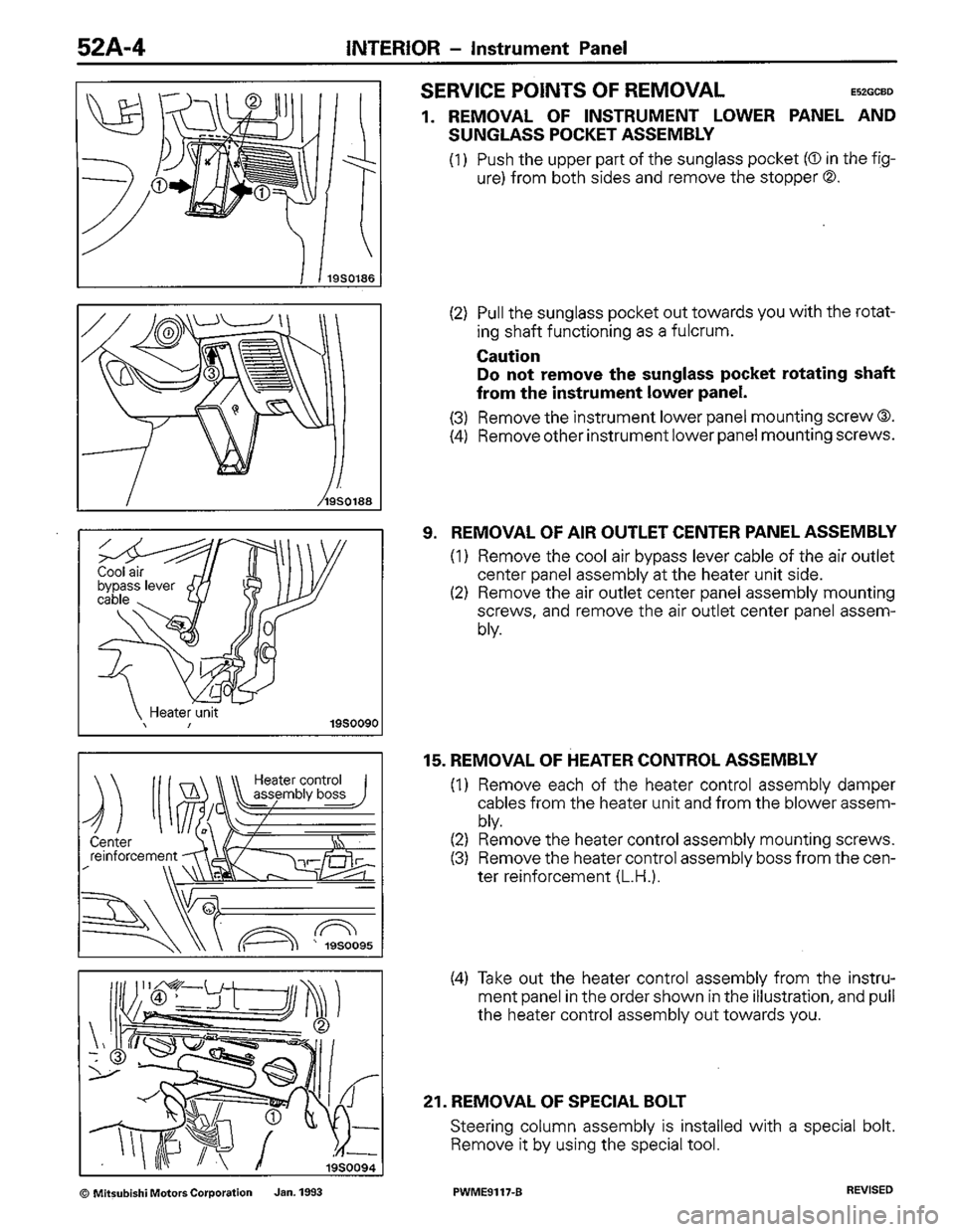 MITSUBISHI COLT 1992  Workshop Manual 