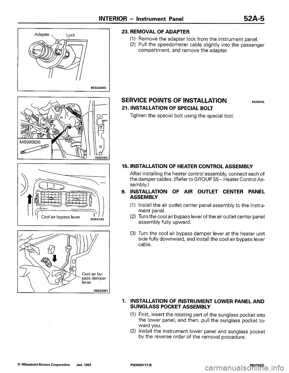 MITSUBISHI COLT 1992  Workshop Manual 