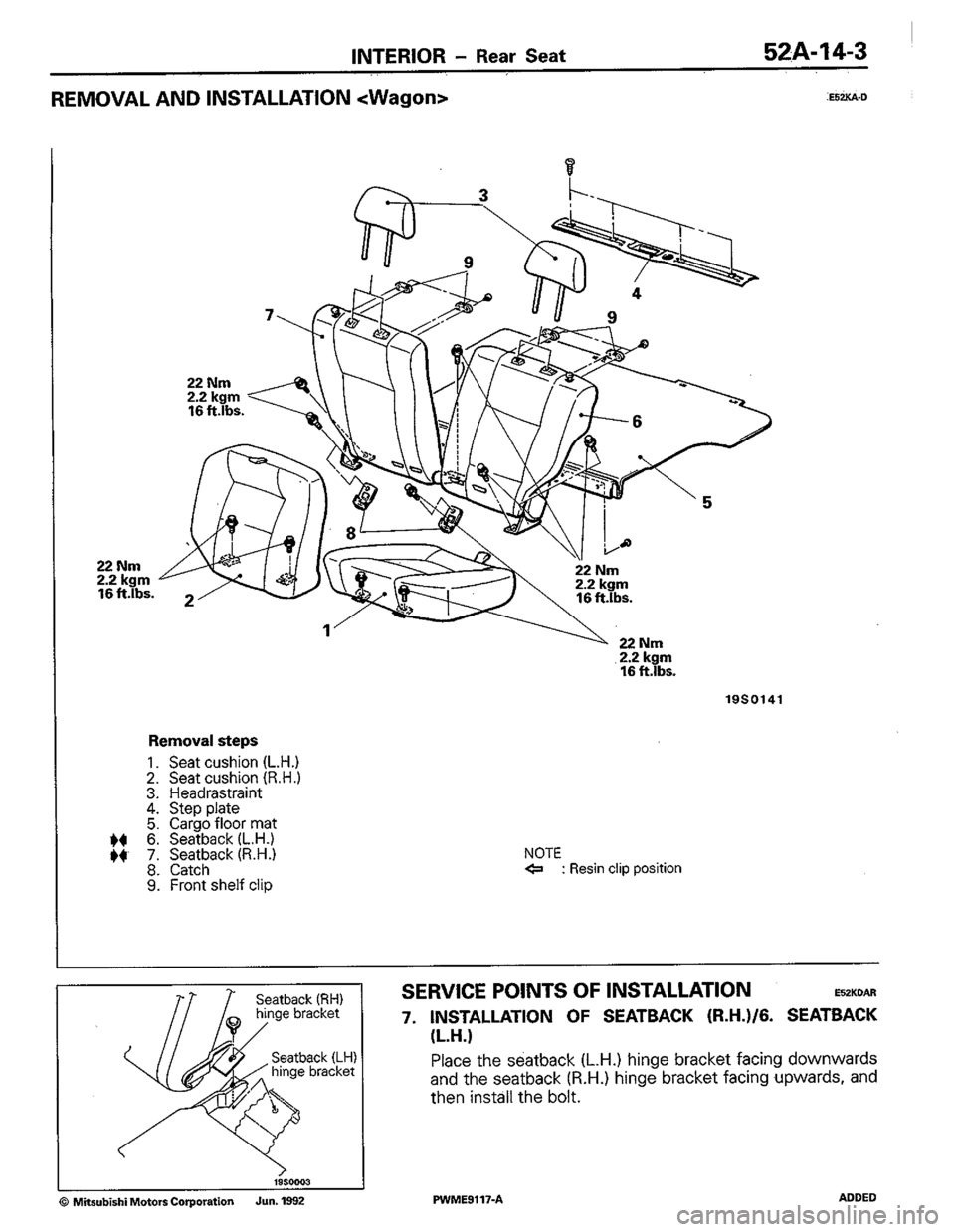 MITSUBISHI COLT 1992  Workshop Manual 