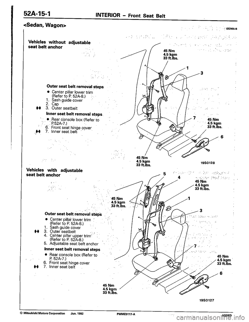 MITSUBISHI COLT 1992  Workshop Manual 
