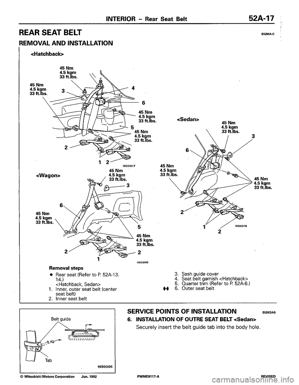 MITSUBISHI COLT 1992  Workshop Manual 