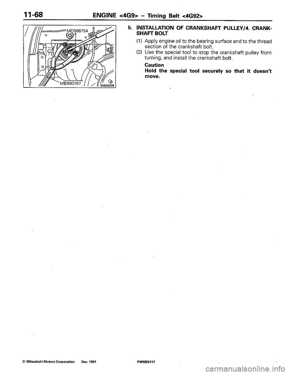 MITSUBISHI COLT 1992 Workshop Manual MITSUBISHI COLT 1992 Workshop Manual