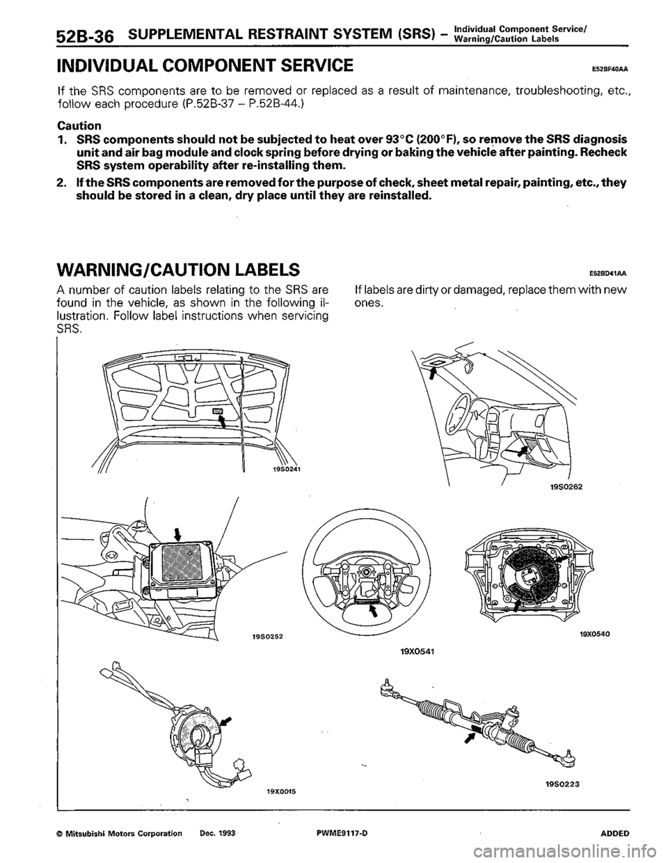 MITSUBISHI COLT 1992  Workshop Manual 