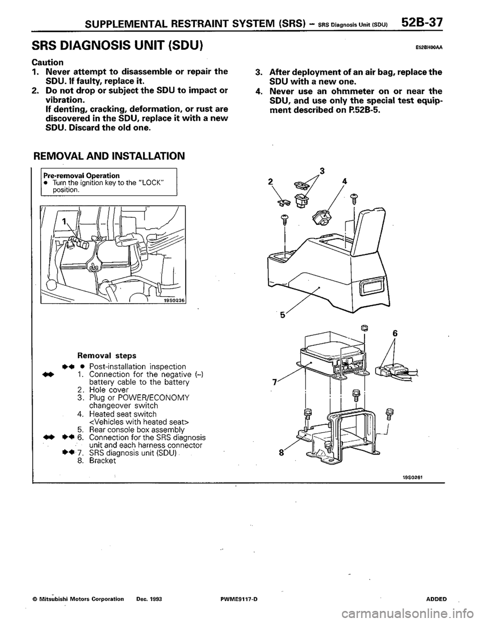 MITSUBISHI COLT 1992  Workshop Manual 