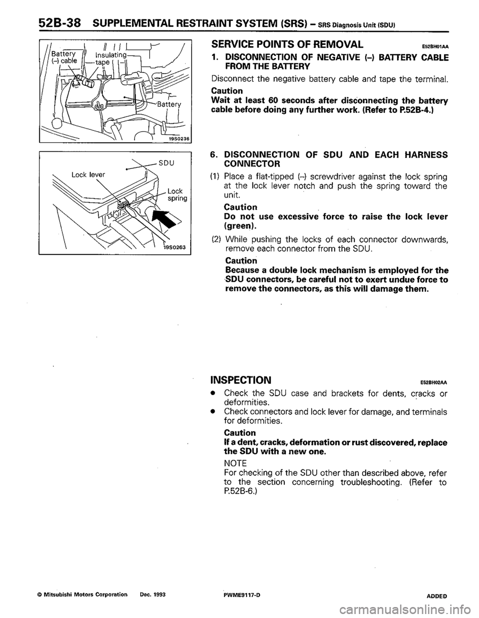 MITSUBISHI COLT 1992  Workshop Manual 
