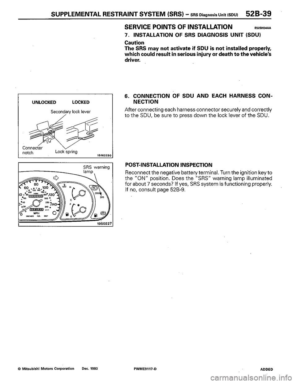 MITSUBISHI COLT 1992  Workshop Manual 