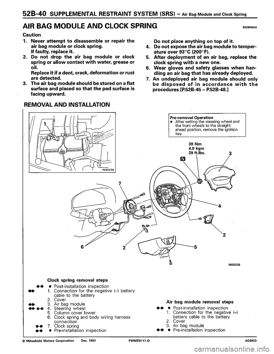MITSUBISHI COLT 1992  Workshop Manual 