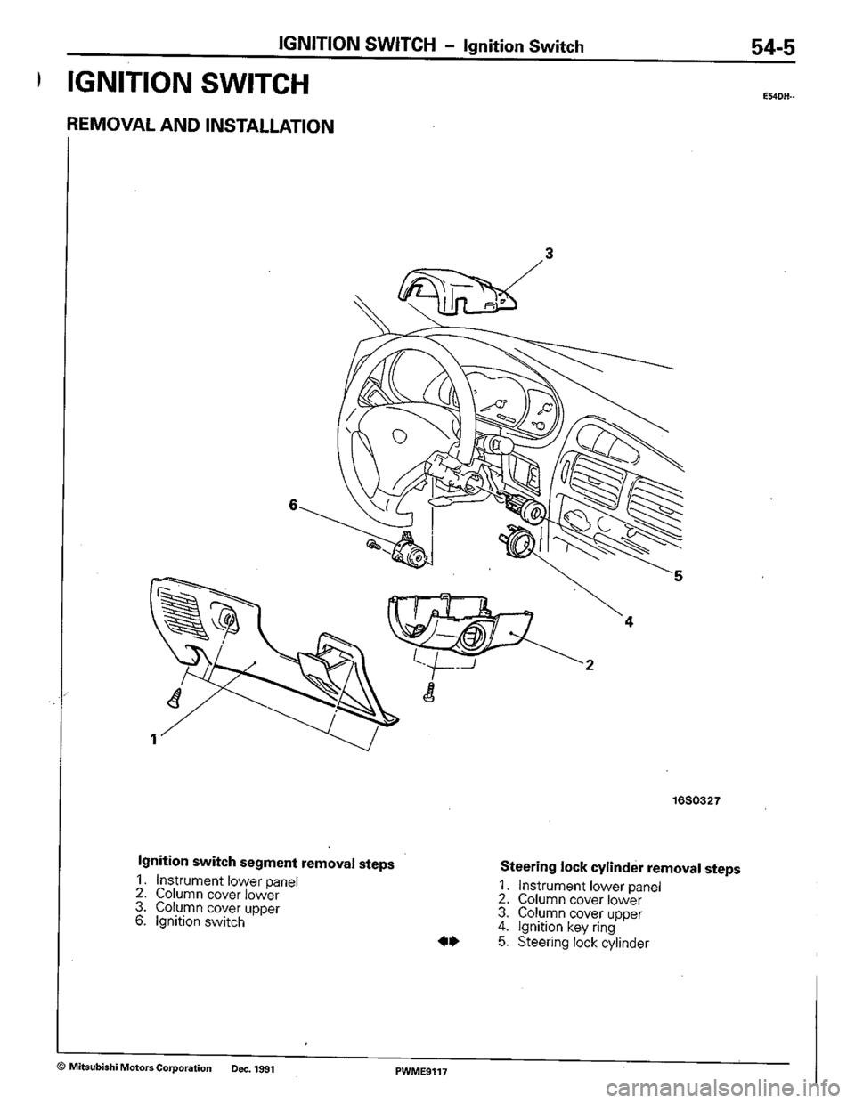 MITSUBISHI COLT 1992  Workshop Manual 