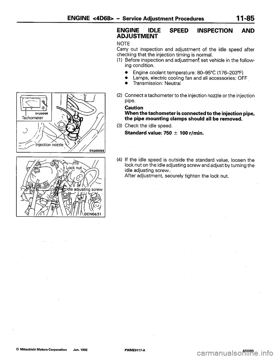MITSUBISHI COLT 1992 Workshop Manual MITSUBISHI COLT 1992 Workshop Manual