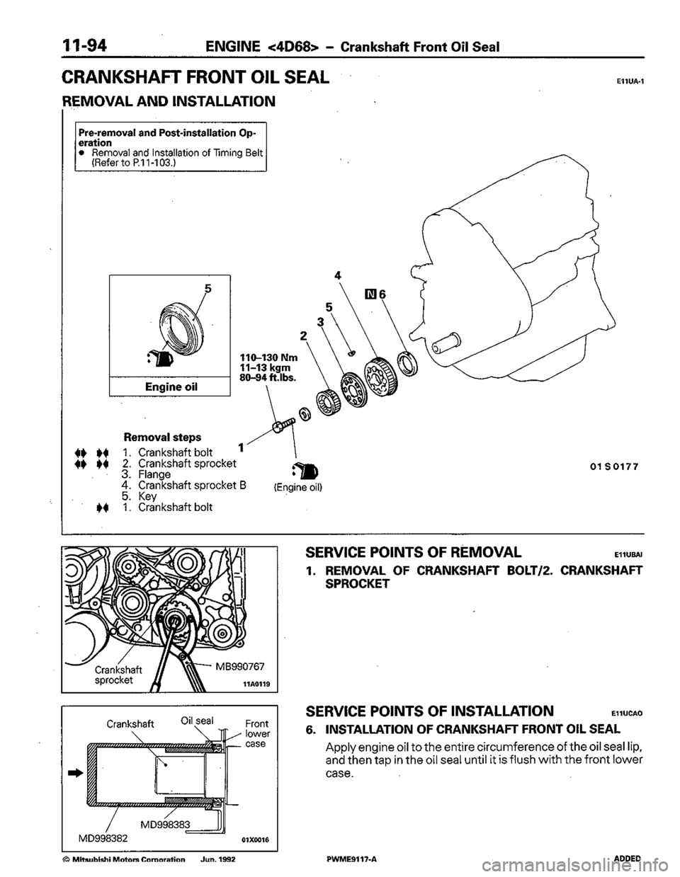 MITSUBISHI COLT 1992 Workshop Manual MITSUBISHI COLT 1992 Workshop Manual