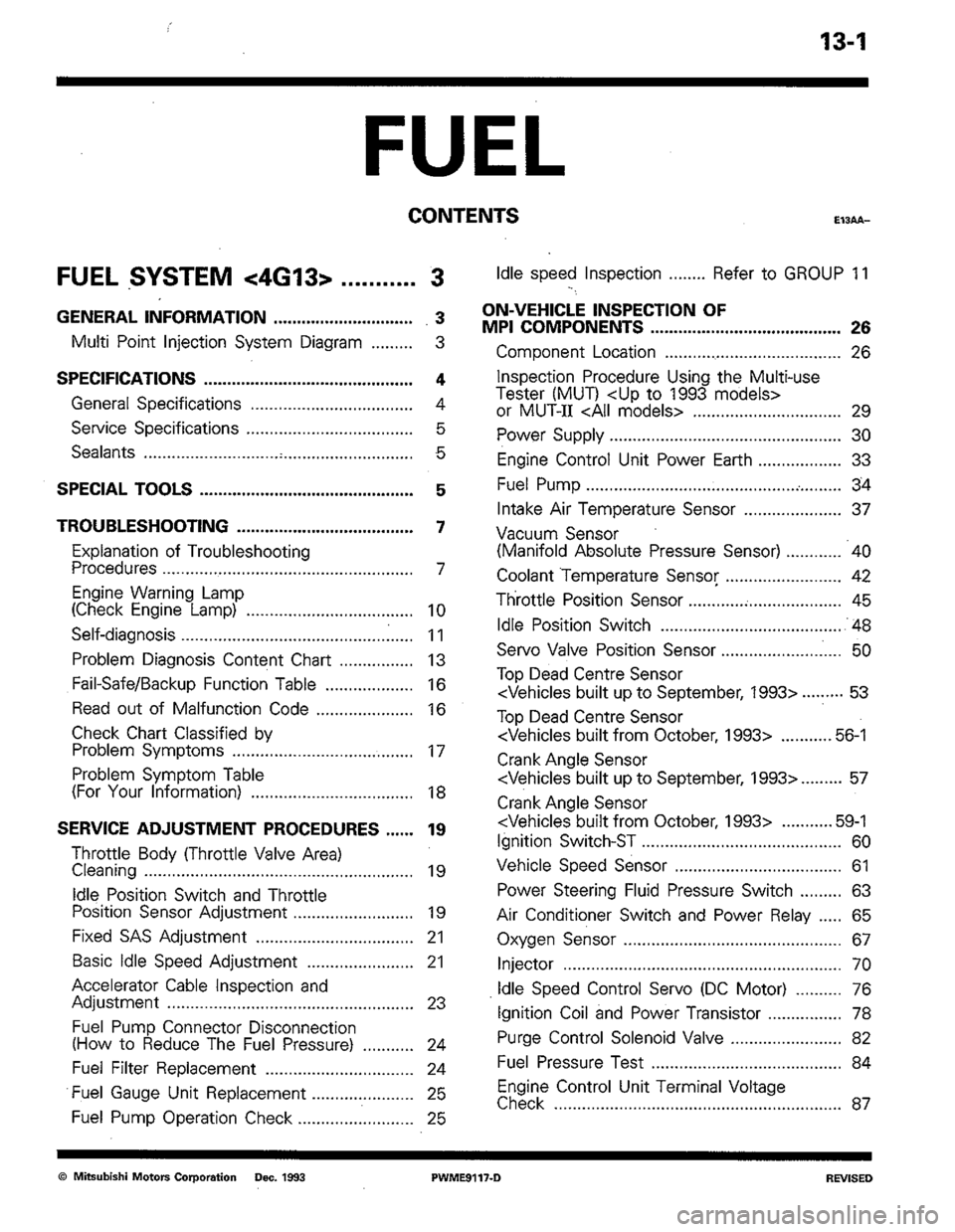 MITSUBISHI COLT 1992 Workshop Manual MITSUBISHI COLT 1992 Workshop Manual