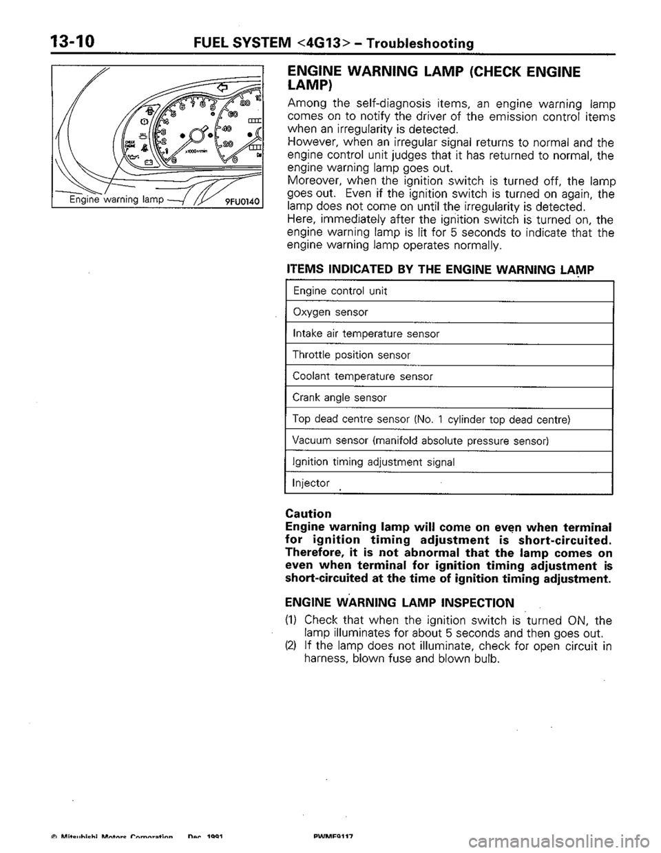 MITSUBISHI COLT 1992 Workshop Manual MITSUBISHI COLT 1992 Workshop Manual
