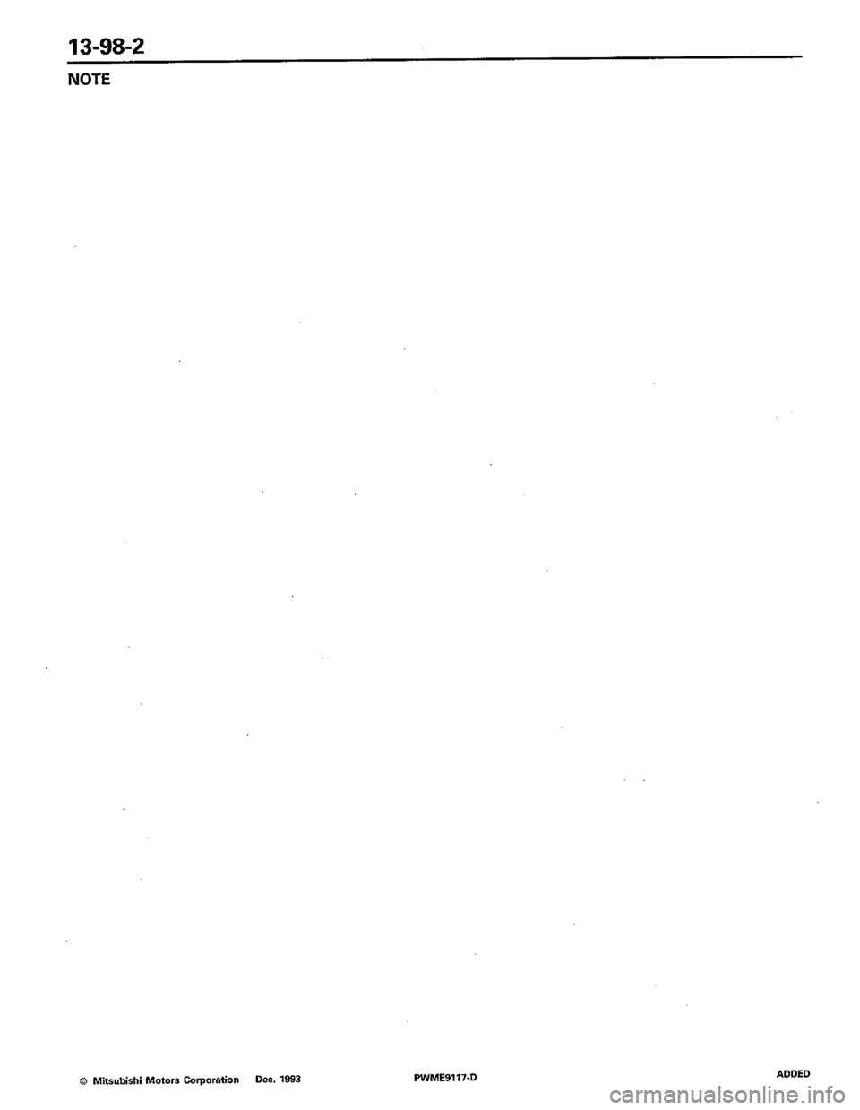 MITSUBISHI COLT 1992  Workshop Manual 