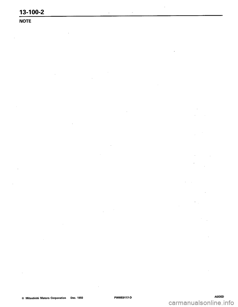 MITSUBISHI COLT 1992  Workshop Manual 