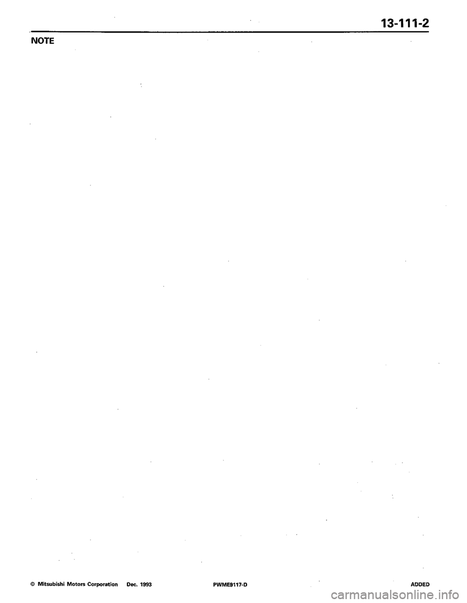 MITSUBISHI COLT 1992  Workshop Manual 