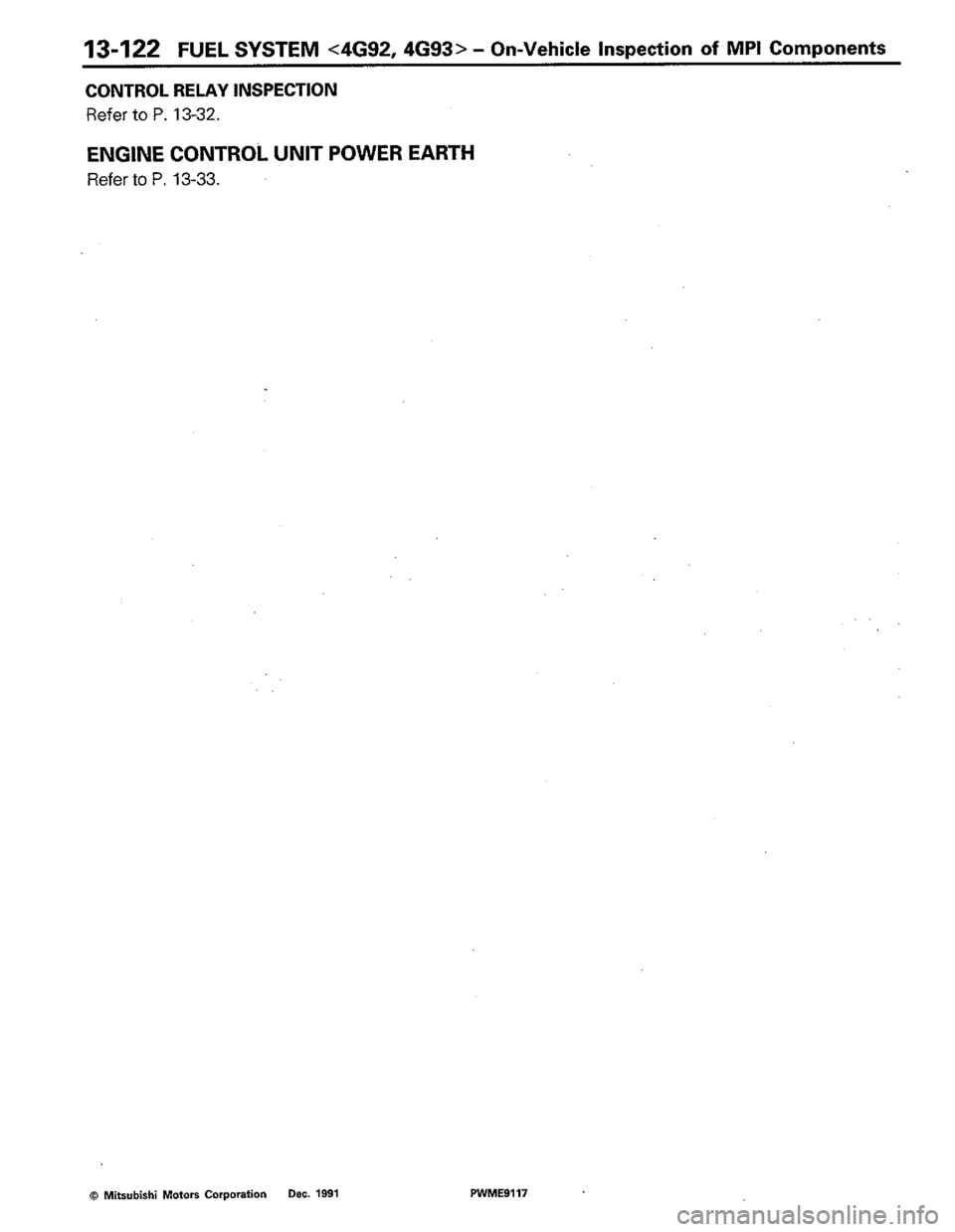 MITSUBISHI COLT 1992  Workshop Manual 