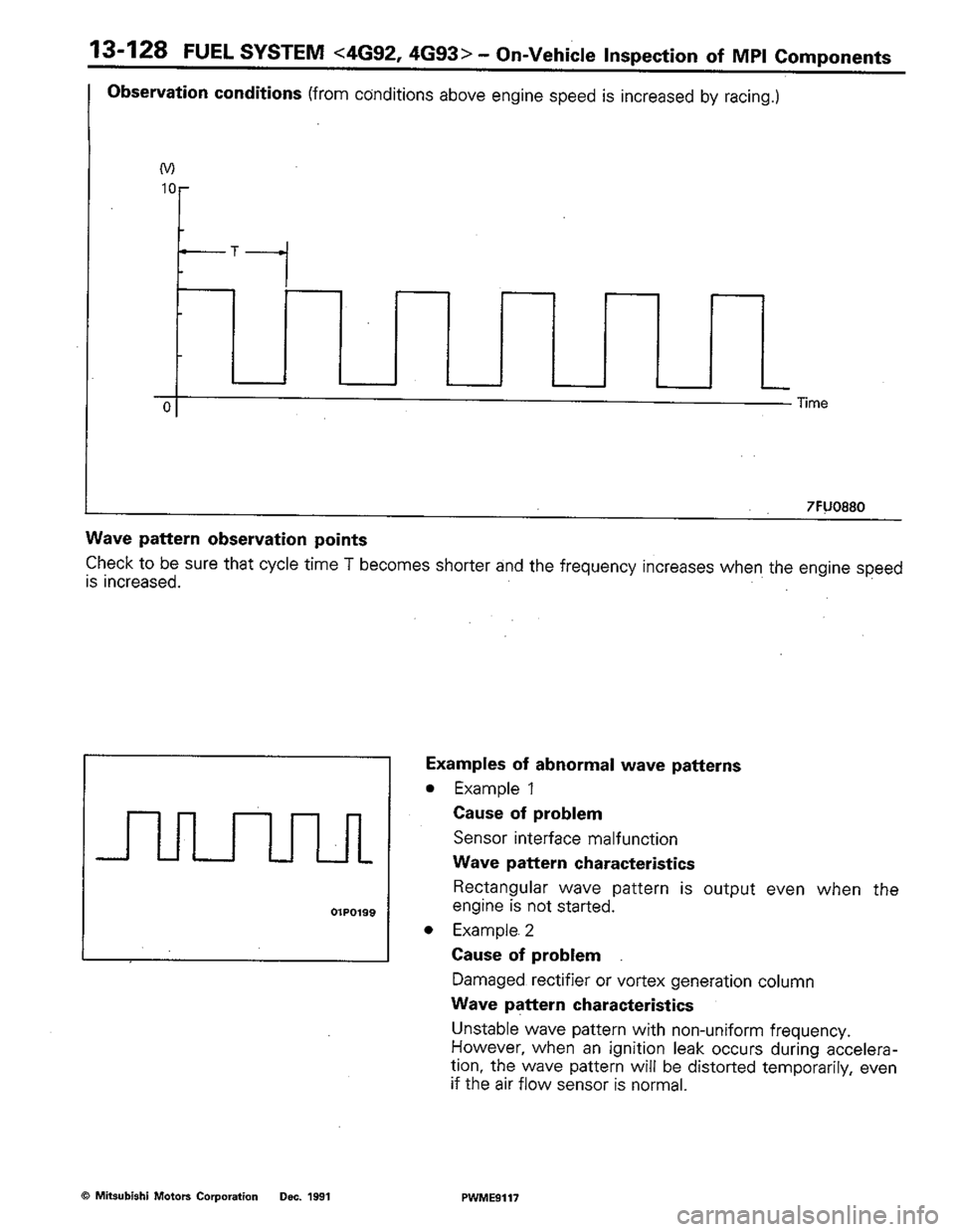 MITSUBISHI COLT 1992  Workshop Manual 