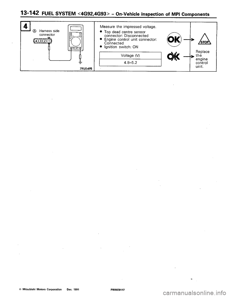 MITSUBISHI COLT 1992  Workshop Manual 