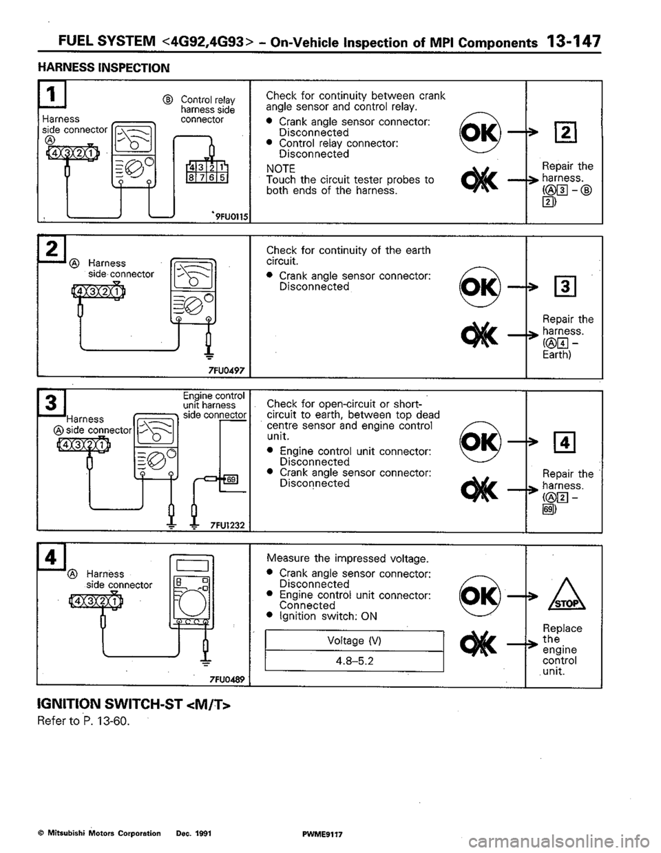MITSUBISHI COLT 1992  Workshop Manual 