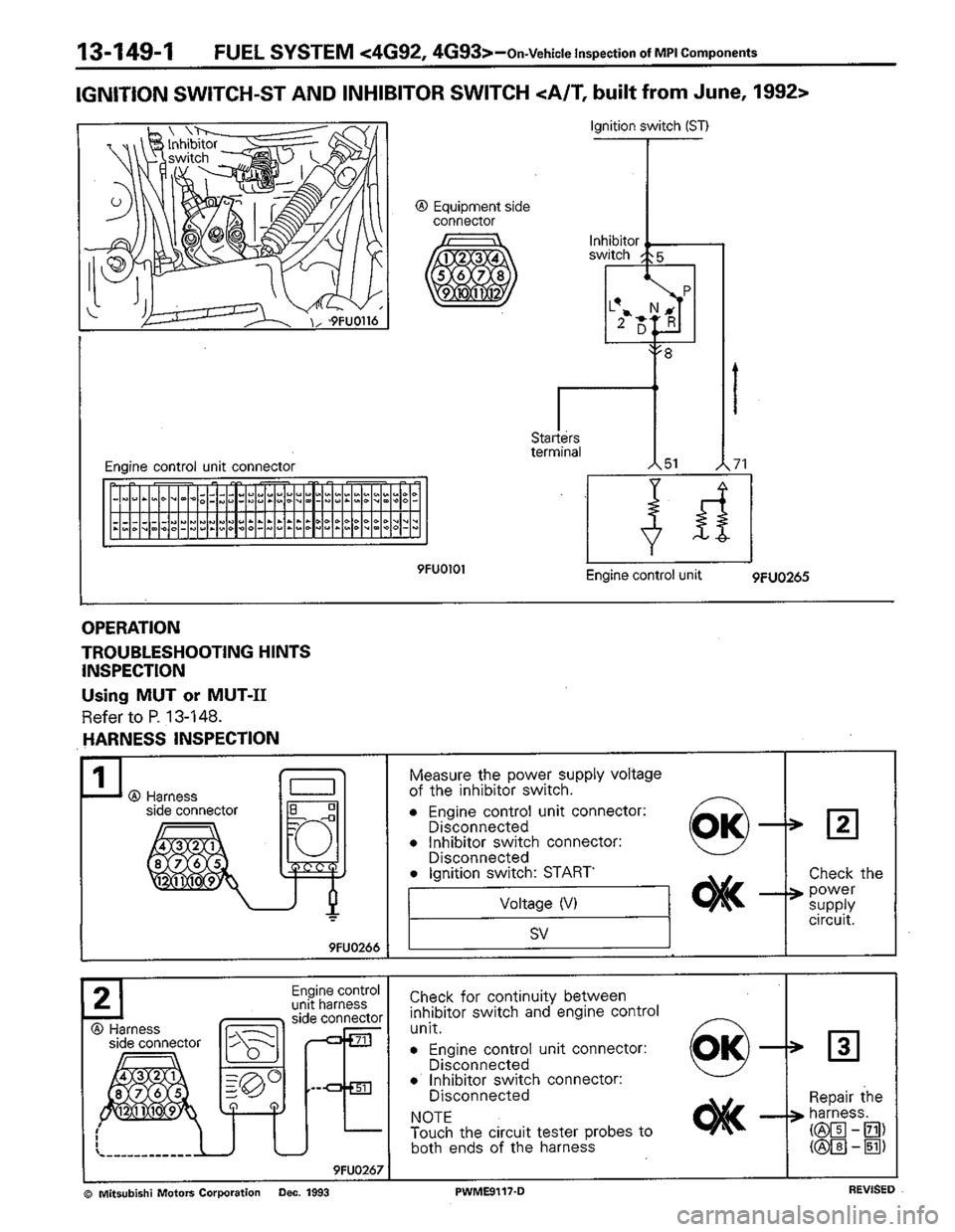 MITSUBISHI COLT 1992  Workshop Manual 