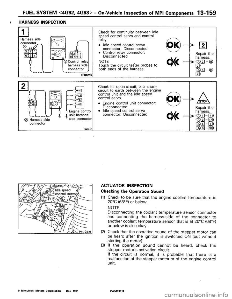 MITSUBISHI COLT 1992  Workshop Manual 