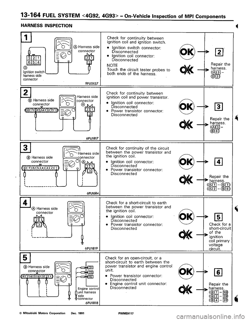 MITSUBISHI COLT 1992  Workshop Manual 