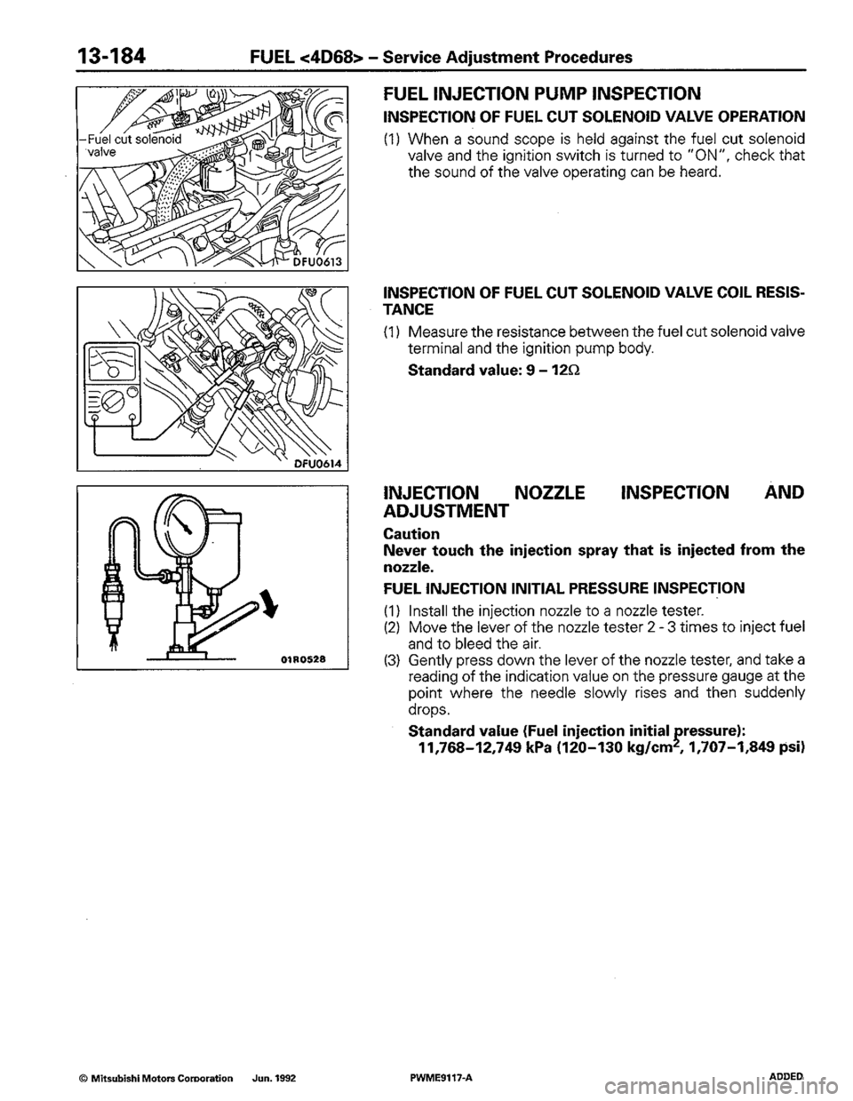 MITSUBISHI COLT 1992  Workshop Manual 