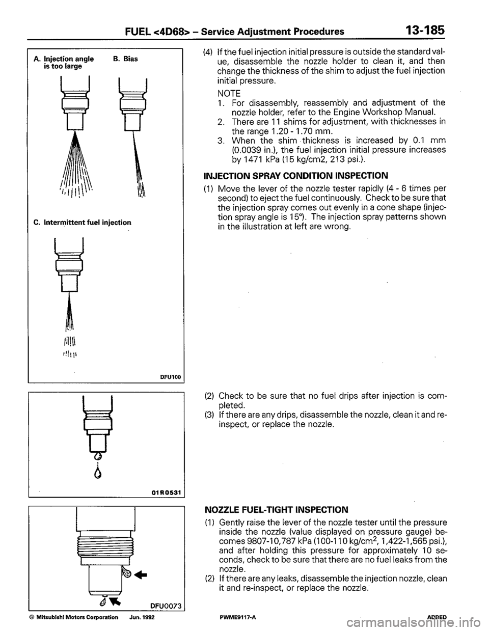 MITSUBISHI COLT 1992  Workshop Manual 