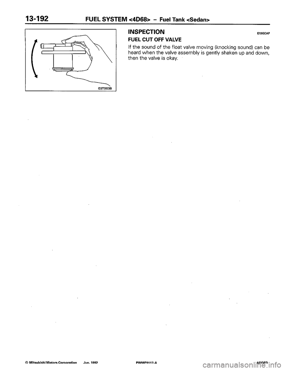 MITSUBISHI COLT 1992  Workshop Manual 