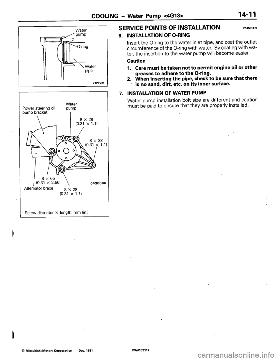 MITSUBISHI COLT 1992 Workshop Manual MITSUBISHI COLT 1992 Workshop Manual