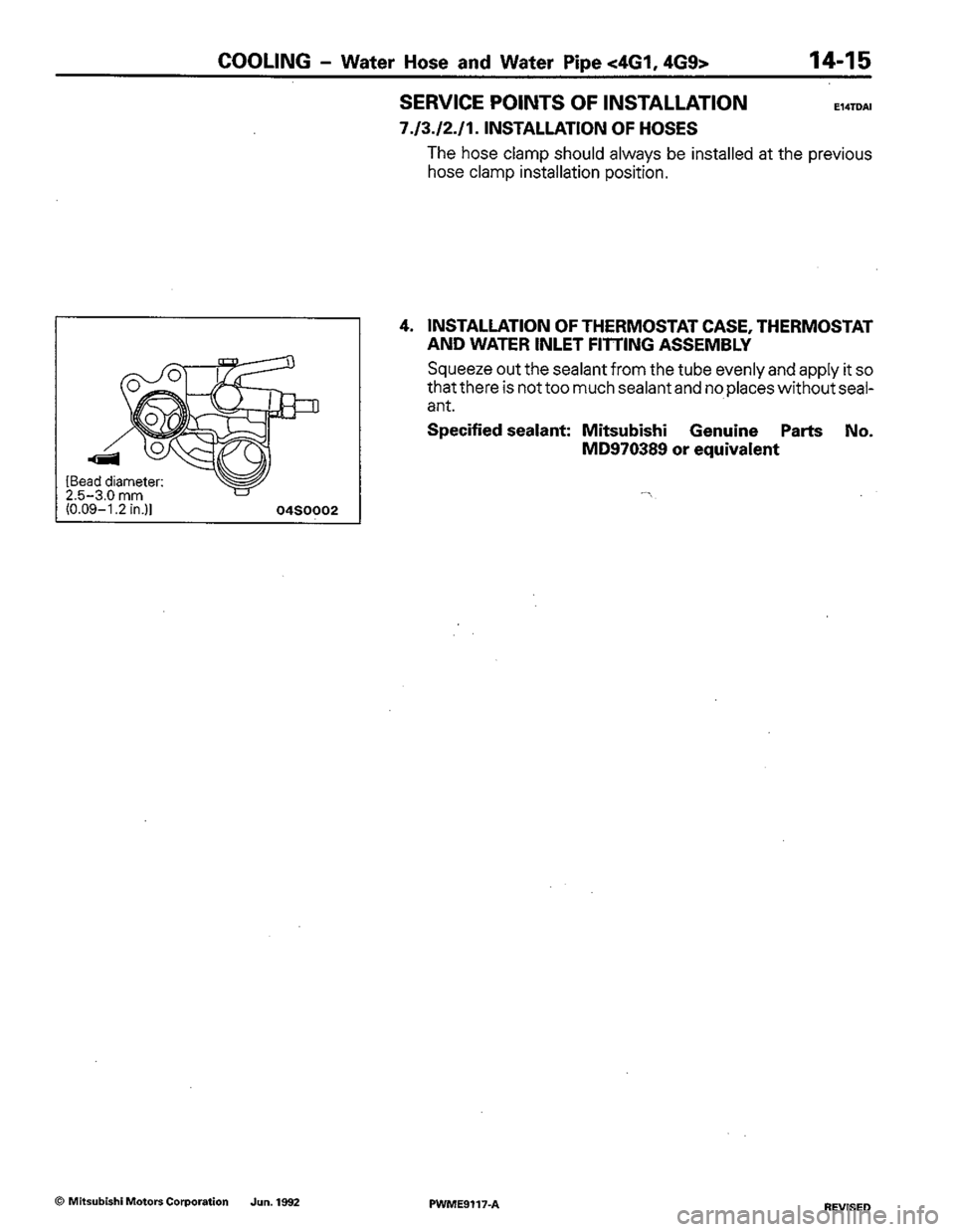 MITSUBISHI COLT 1992 Workshop Manual MITSUBISHI COLT 1992 Workshop Manual