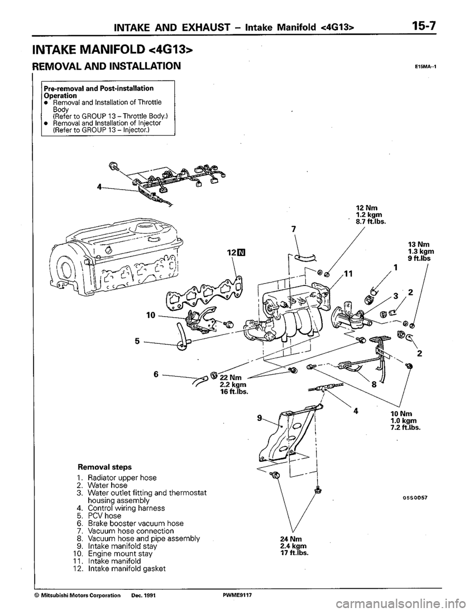 MITSUBISHI COLT 1992  Workshop Manual 