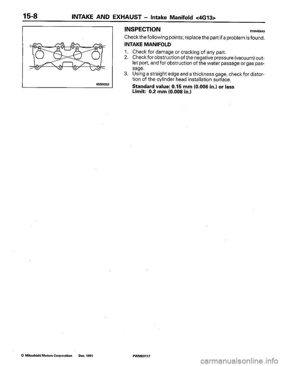 MITSUBISHI COLT 1992  Workshop Manual 