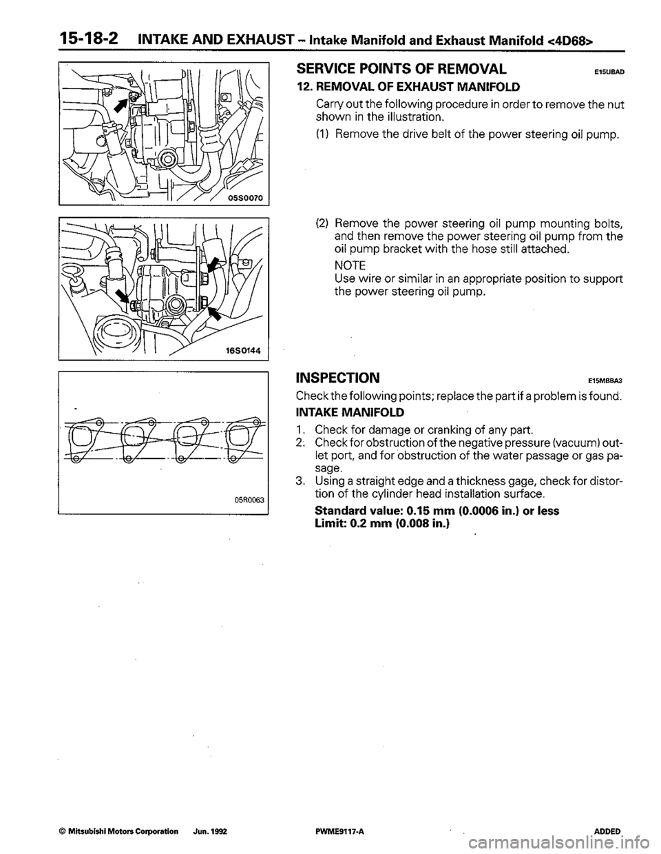 MITSUBISHI COLT 1992  Workshop Manual 