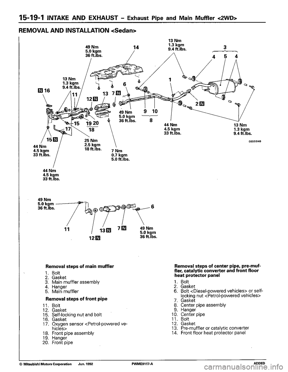 MITSUBISHI COLT 1992  Workshop Manual 