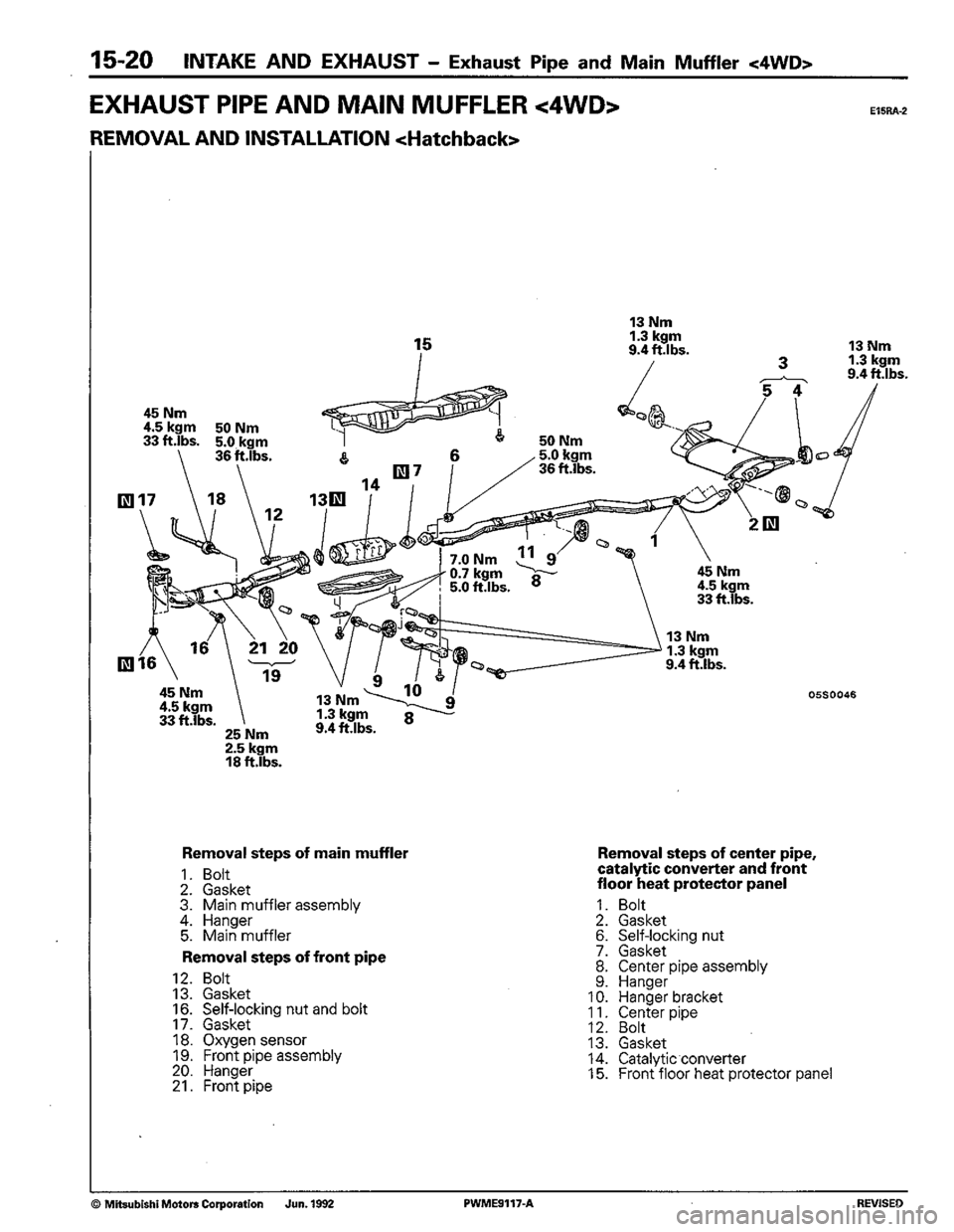 MITSUBISHI COLT 1992  Workshop Manual 