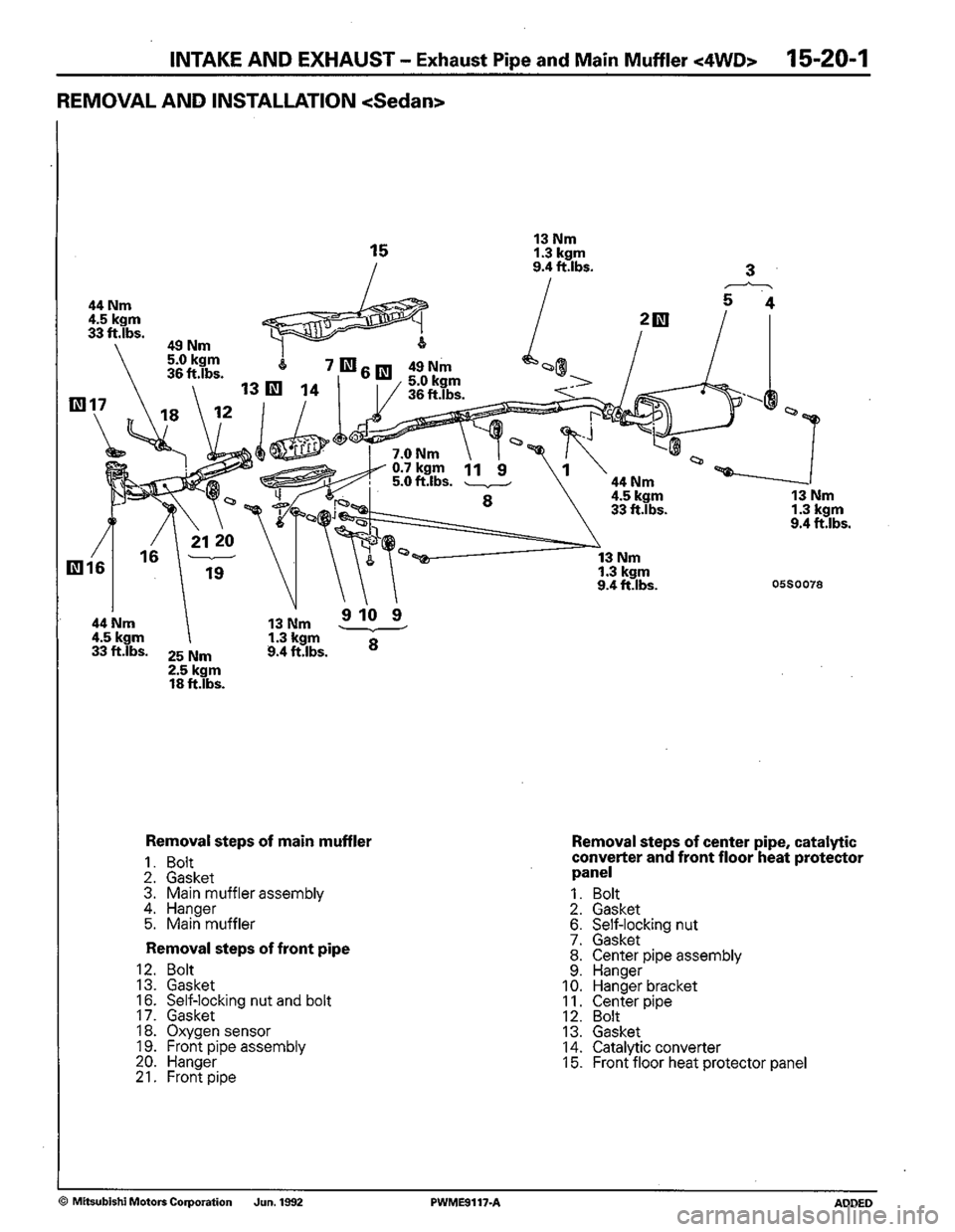 MITSUBISHI COLT 1992  Workshop Manual 